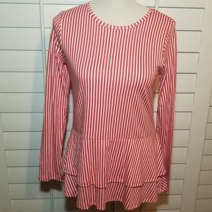 Michael Kors true red striped ruffle top